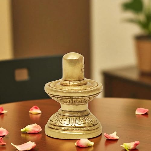 Image of SHANTI Brass Shivling for Home Puja, Shiva Lingam for Temple, Office Desk, Gift & Decor (SL2721)