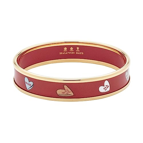 Halcyon Days - Love Hearts on Red & Gold Bangle - Medium - PBTRL0610GM - Main Image