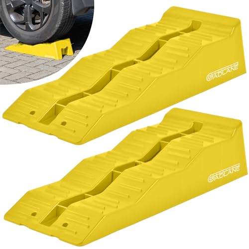 GADLANE Caravan Levelling Ramp Set - 2 Pack Heavy Duty Motorhome Levelling Ramps for Campervans, Trailers - UV-Resistant Wheel Chocks with Anti-Skid Grooves (Load Capacity: 4.5 Tonnes) - YELLOW