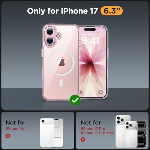 Image of Miracase Magnetic for iPhone 17 Case (Compatible with MagSafe) with Screen Protector Military-Grade Protection, Anti-Fingerprint Translucent Matte Phone Cover for iPhone 17 6.3 inch, Clear