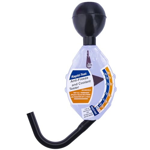 Antifreeze Coolant Tester Coolant Test Strips C and F Display Dial Type Antifreeze Tester Automotive 6/12/24V Car Battery Liquid Densitometer for Ethylene Glycol Coolant