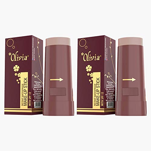 Image of Olivia Instant Waterproof Makeup shimmering Stick Concealer with SPF 12 (Egyptian Dark, 15g Shade No.9) - Pack of 2 Shimmery Finish
