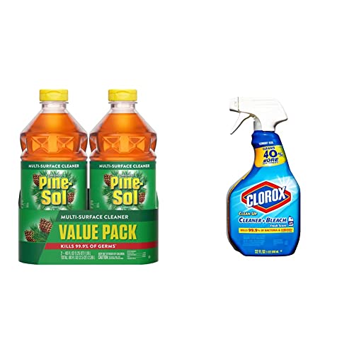 Pine-Sol All Purpose Cleaner, Original Pine, 40 Ounce Bottles (Pack of 2) (Packaging May Vary) & Clorox Clean-Up All Purpose Cleaner Spray Bottle with Bleach, Fresh Scent, 32 Fl Oz Pine-Sol All Purpose Cleaner, Original Pine, 40 Ounce Bottles (Pack of 2) (Packaging May Vary) & Clorox Clean-Up All Purpose Cleaner Spray Bottle with Bleach, Fresh Scent, 32 Fl Oz