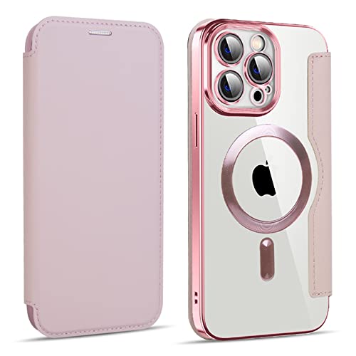 Étui de protection iPhone 13 en silicone rose de qualité supérieure et fente cuir