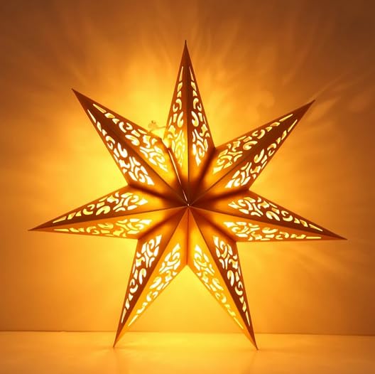 Confezione da 3 lanterne di carta a forma di stella, fuochi d'artificio, luci a forma di stella, decorazione da appendere per interni ed esterni, per matrimoni, feste di Natale (bianco, 75 cm)