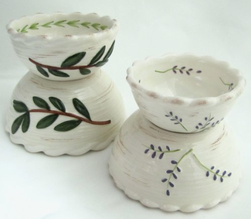 Manual Salsa Dessert Nut Condiment Serving Bowl Server Set CILCMB Set of 4 White