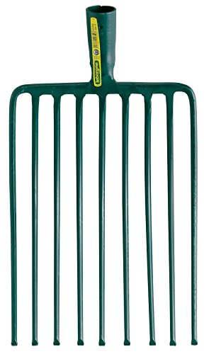 LEBORGNE - Fourche Cailloux Douille 9 Dents - Acier Forgé et Trempé - Dents Extérieures Surélevées - Sans Manche - Largeur 26 cm - Pour Foin et Déchets Végétaux - Jardinage Professionnel