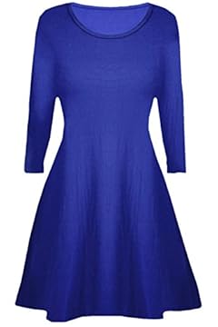 Girls Plain Long Sleeves Flare Franki A Line Mini Skater Swing Dress Top Kid Colour: Royal Blue - Size: 11-12 Years