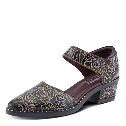 Spring Step L'Artiste Jazzberry Women's Handpainted Leather Western Shoe – Low Heel Shoes with Hook and Loop Closure – Stylish Walking Feminine Casual Footwear