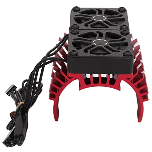 Brushless Motor Cooling Fan, Convenient Installation Dual Fan Motor Heatsink for 1/5 Remote Control Car (Red)