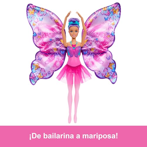 Barbie Muñeca Bailarina Dance and Flutter 2 en 1 con alas HXJ10 5