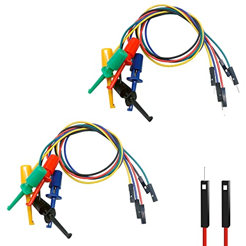 Image of Treedix 10PCS Test Hook Clips IC Clip Test Leads Logic Analyzer 30cm Jumper Wires Breadboard Testing Male and Female Copper Wire Flexible for Electronic Work Electrical Testing
