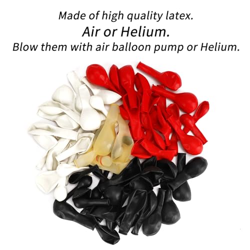 Image of RUBFAC 129pcs Red Black White Balloons Confetti Garland Arch Kit for Graduation BBQ Casino Theme Party Decorations Poker Card Racing Car Birthday Supplies