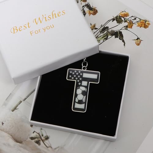 Bag Charms Initial A-Z Letter Keychain Bag Charm Soccer Keychain for Handbags Sports Bag