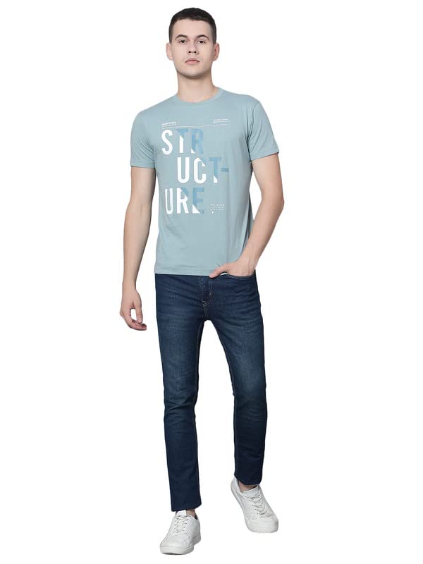Image of Cantabil T-Shirt for Men l Breathable & Soft with Color Fastness Regular Fit Round Neck Cotton Blend Fabric Solid Pattern