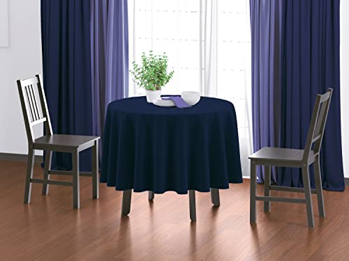 Image of HOME COLORS.IN Plain Solid Cotton 4 Seater Round Table Cover - Durable - Machine Washable - Every Day use Dining Table Cloth - 60 x 60 Inch - Navy Blue