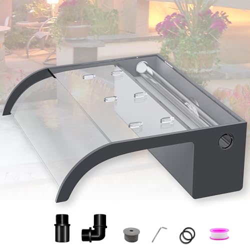 LONGRUNNEW Teich Wasserfallklingen Set, 30 cm Acryl Poolfontäne mit Zubehör, Breite 18 cm Gebogene Auslauf Spritzwand für Garten Patio Teichdekoration LONGRUNNEW Teich Wasserfallklingen Set, 30 cm Acryl Poolfontäne mit Zubehör, Breite 18 cm Gebogene Auslauf Spritzwand für Garten Patio Teichdekoration
