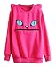 LookbookStore Women Zip Mouth Smile Shoulder 3D Ear Cat Jumper Sheatshirt Top