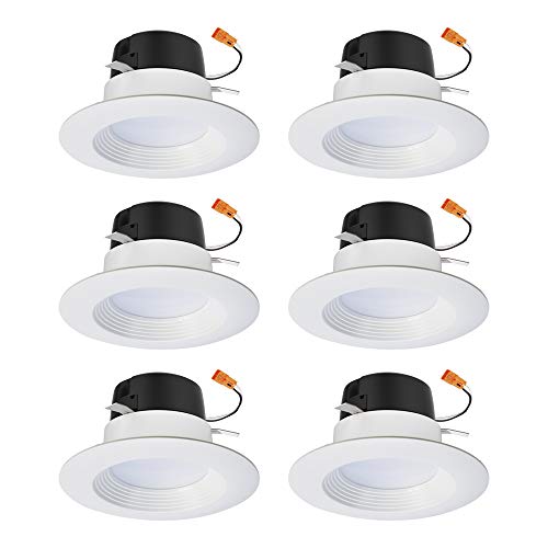 Image of HALO 4 inch Recessed LED Can Light - Retrofit Ceiling & Shower Downlight - 3000K -Baffle White Trim (6 Pack)