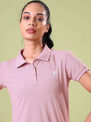 Image of TECHNOSPORT Womens Polyester Slim Fit Solid Half Sleeve Polo Matpiq T-Shirt with Techno Dry, Anti Static for Regular Use