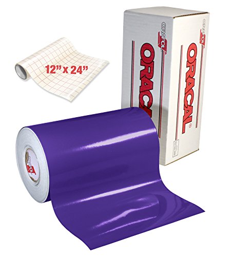 ORACAL Gloss Purple Adhesive Craft Vinyl for Cameo Cricut & Silhouette Including Free Roll of Clear Transfer Paper (6ft x 12)
