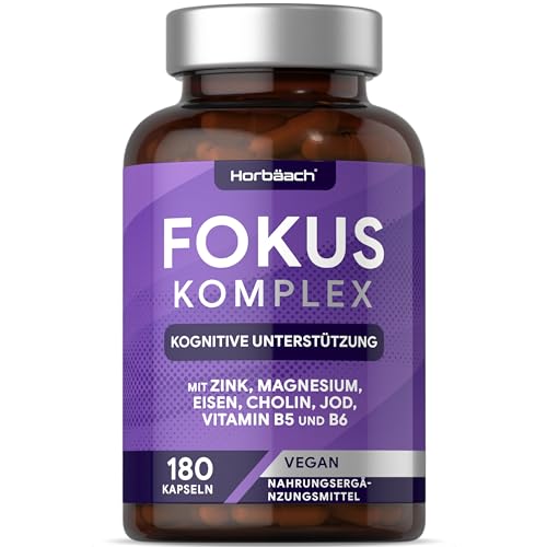 Nootropics Brain Booster | 180 Vegane Kapseln | Fokus Pille, Gehirn Vitamine | Kognitiver Komplex für Energie, Konzentration und geistige Leistungsfähigkeit | von Horbaach