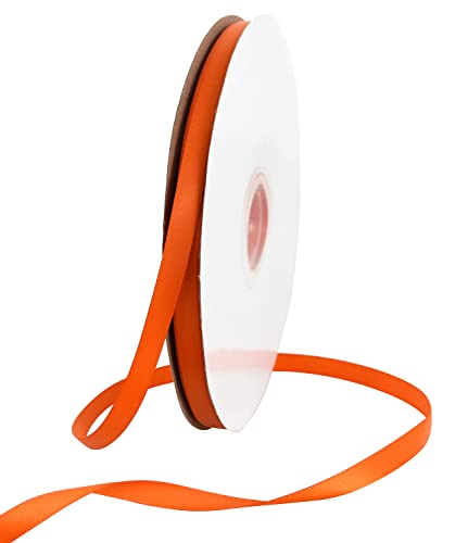 TONIFUL 3/8 Inch x 100yds Orange Satin Ribbon Thin Solid Fabric Ribbons Roll for Gift Wrapping Invitation Floral Hair Balloons Craft Sewing Party Wedding Popsicles Decoration Valentine's Day Bouquet