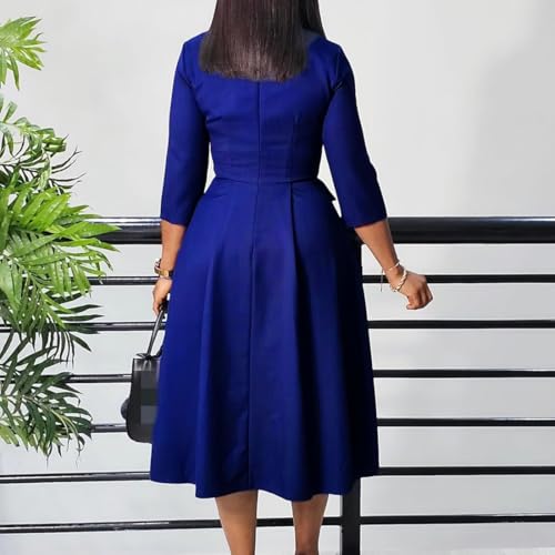 Women's Elegant Long Sleeve Office Work Dress Fashion Solid Color Ruffled High Waist Bodycon Midi Pencil Dress3