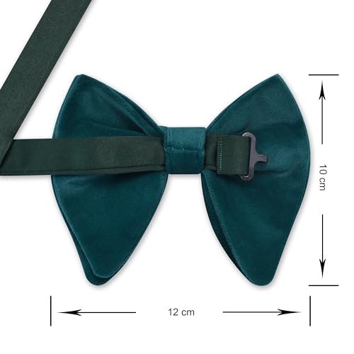 Image of GUSLESON Mens Solid Plaid Velvet Pre-tied Adjustable Bow Tie and Pocket Square Cufflink Set with Gift Box