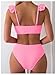 Floerns Women's Ruffle Trim Twist Front Knitted Push Up Two Piece Bathing Suit Pink X-Small