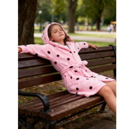 Image of Kids Bathrobe Hooded Plush Fleece Robe for Girls Boys