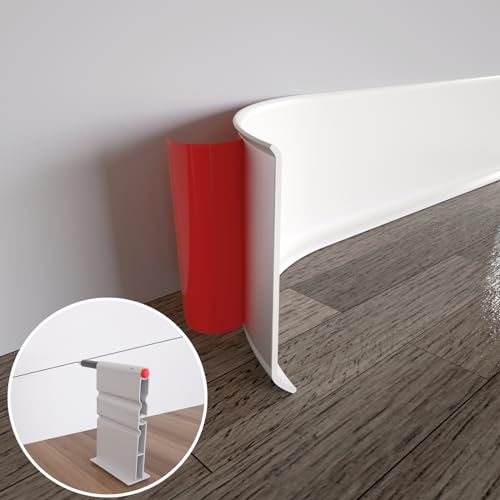 COUKIU Flexible Baseboard Molding Trim 4 Inch x 20 Feet Self-Adhesive Vinyl Wall Base Cove Base Peel and Stick Rubber Wall Base Moulding Trim(S100 White)