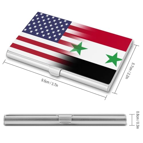 U.S.A Syria Flag Business Card Holder Slim Credit Case Pocket Name Case Wallet for Men Women2