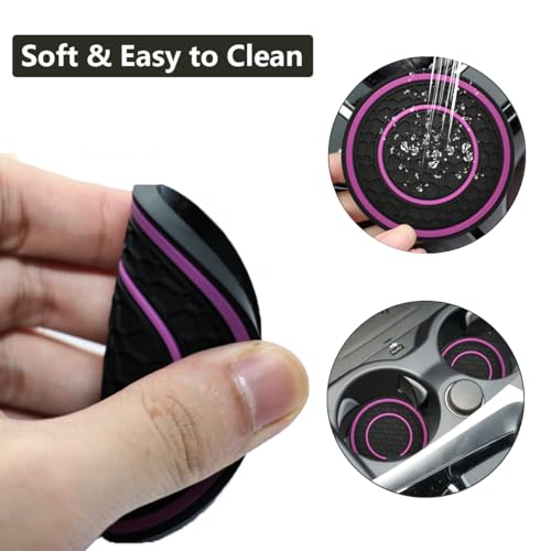 Portavasos para auto universal negro y púrpura 4 piezas miniatura 5