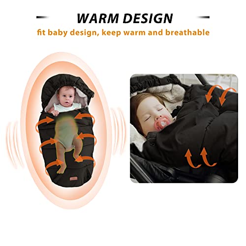 Image of LAT Baby Warm Bunting Bag Universal,Stroller Sleeping Bag Cold Weather,Waterproof Toddler Footmuff(Detachable,Black)