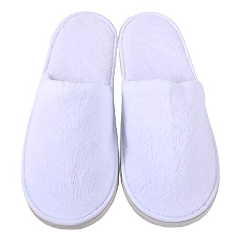 5 Pairs Disposable Slippers for Women and Men, Coral Fleece Disposable Slippers Closed Toe Spa Slippers for Guests