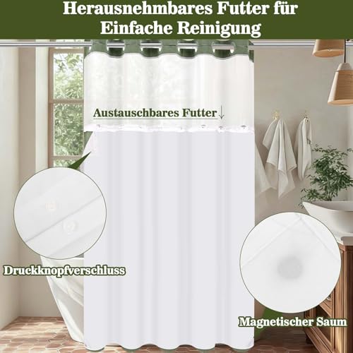 Rideau de douche double couche Alishomtll textile lesté de qualité