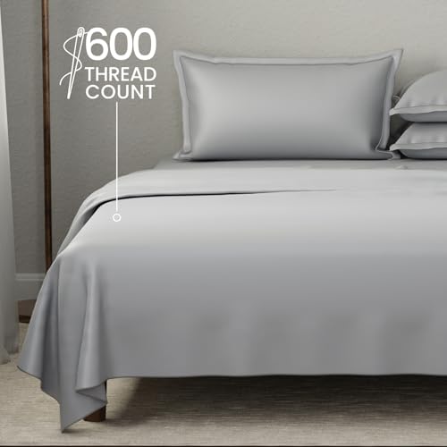 Image of BOUTIQUE LIVING Luxe Loom 100% Cotton 600 TC Mouse Grey (Dark Grey) Dyed King Bedsheet Set