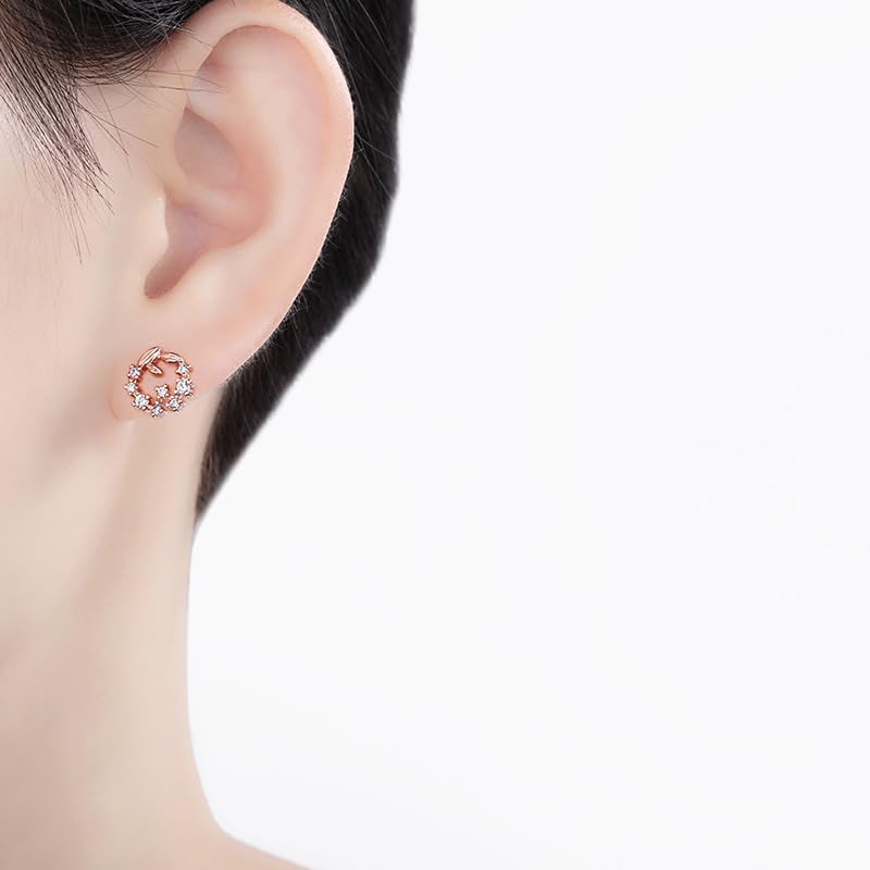 Rose Gold/Platinum Plated Flower Necklace Earrings Set for Women Cubic Zirconia Flower Jewelry Sets Wedding Party Bridal Bridesmaid Accessories - Image 6