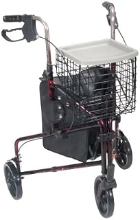 Drive Medical 3 Wheel Rollator, Flame Red