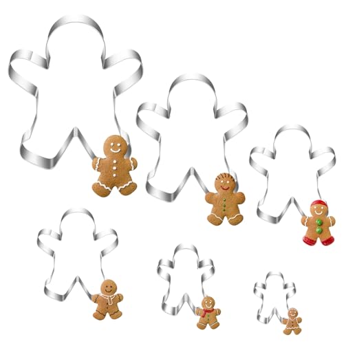 Emporte-Pièces De Noël, 6 D'Emporte-Pièces Bonhomme En Pain D'épices, Emporte-Pièce En Acier Inoxydable Bonhomme En Pain D'épices, Emporte-Pièce Cadeaux...