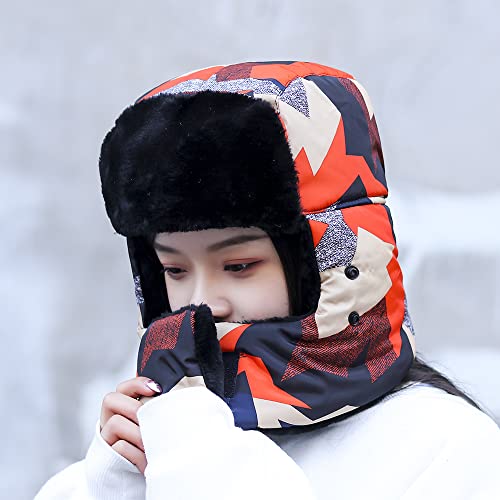 Camouflage Trapper Hat Winter Ski Hat With Fleece Lined Ear Flap Windproof Mask Unisex #TOP1