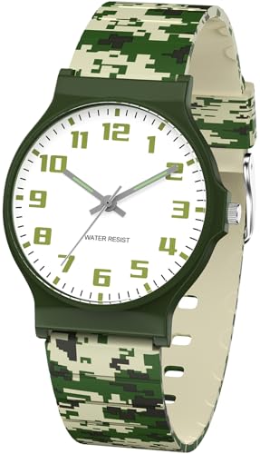 Imagen de SOCICO Reloj Infantil analógico Minimalista con Estampado de Camuflaje