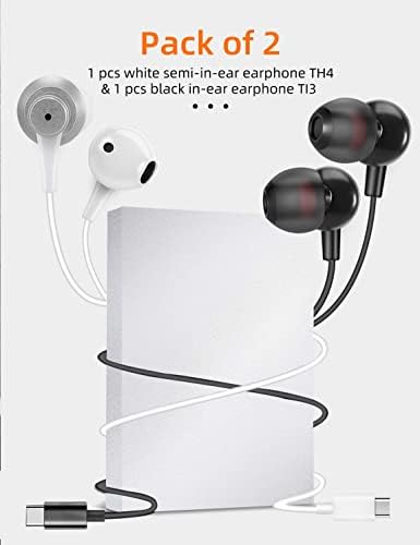 MAS CARNEY Digital USB Type C Earphones, USB C Earbuds,in-Ear Earbud Noise Isolating Pure Sound and Powerful Bass for USB-C Type-c Music Device (White+Black)