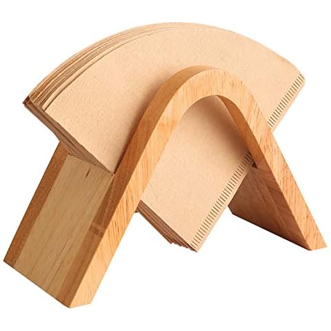 Niciksty Bamboo Coffee Filter Holder, Coffee Paper Storage Rack, Coffee Filter Paper Container Stand for Kitchen Bar Cafes Cover