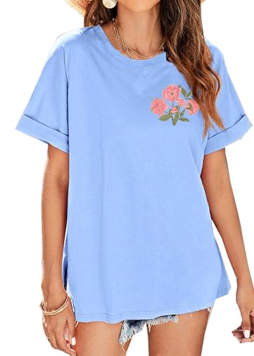 Boho Christian Shirts for Women Oversized Vintage Floral Tshirt Religious Jesus Tees Bible Verse Short Sleeve Faith Tops2