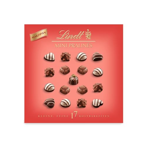 Lindt Schokolade | Mini Pralinés Marzipan Schachtel | 90g | 17 Pralinen mit feinem Marzipan in 6 köstlichen Sorten, teilweise mit Alkohol | Pralinen-Schokoladen-Geschenk