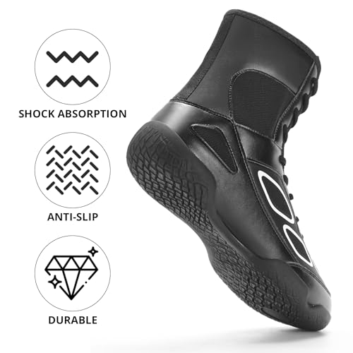 image for WESHIRUN Wrestling Shoes Men Boxing Shoe Fitness High Top Sneakers Wre