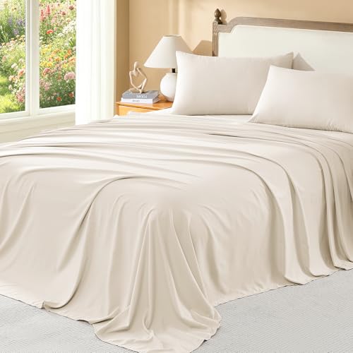 Image of Litanika Beige Queen Size Comforter Set with Sheets - 7 Pieces Bed in a Bag Queen Boho Tufted Complete Bedding Sets with Comforter, Sheets, Pillowcases & Shams
