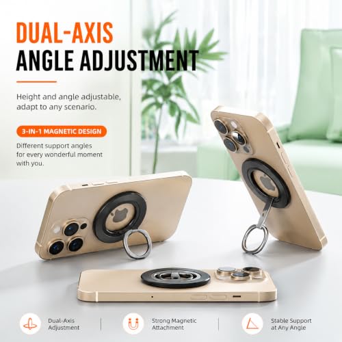 Image of Mizi Magnetic Phone Ring Holder for Mag Safe, Double-Sided Magnetic Grip Stand, 360 Rotating Finger Ring Kickstand with N56 Magnets, for iPhone 17 /To /12 Series, Samsung Galaxy - Black